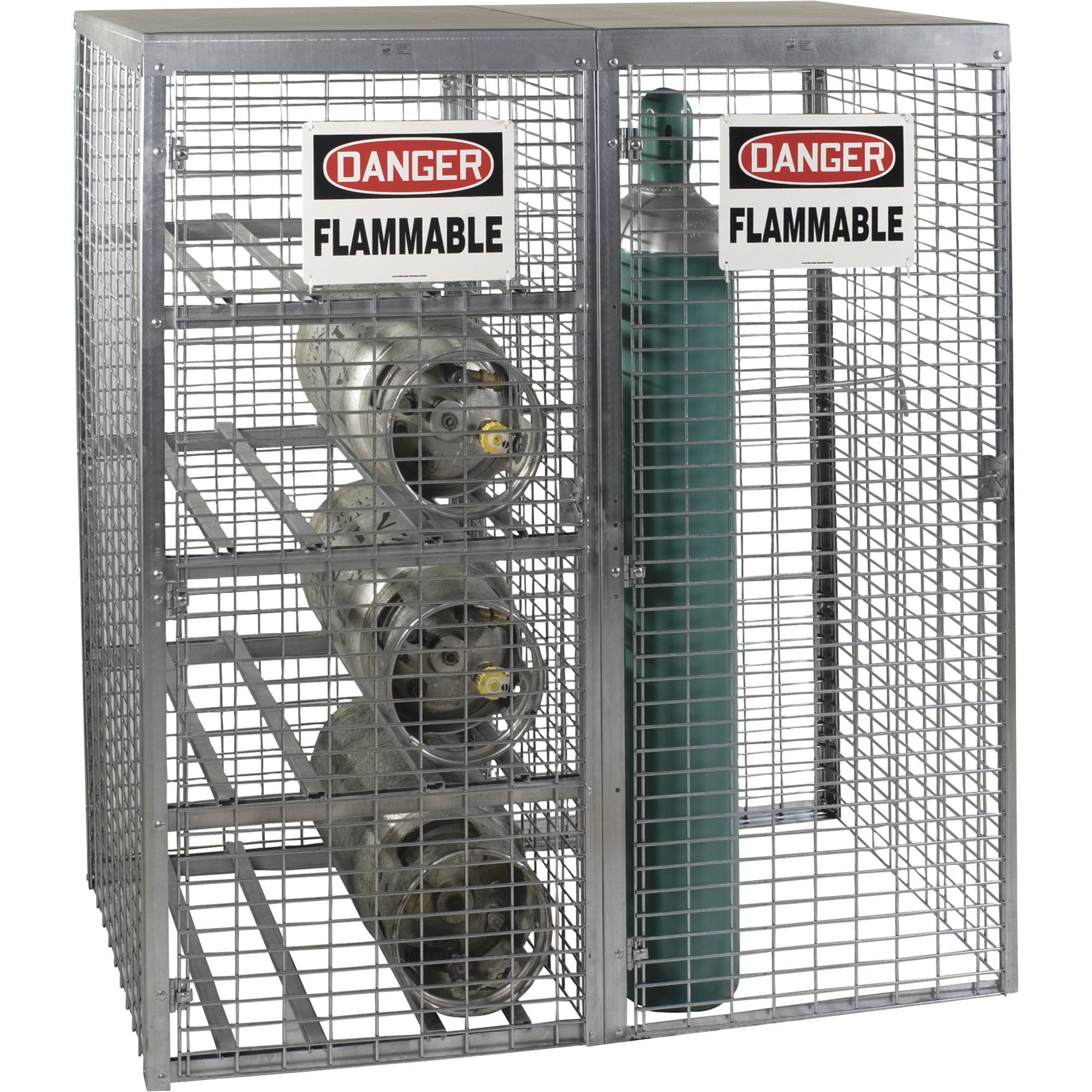 AK Saf-T-Store Cylinder Cabinet, 58in.W x 29in.D x 66in.H, Holds 8 Horizontal & 9 Vertical Cylinder Tanks, Model# SAF-T-Combo